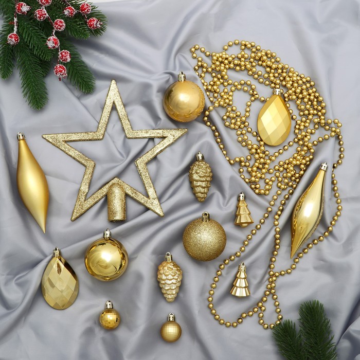 Ёлочные игрушки «Андромеда», новогодние, набор 50 шт., золото - Фото 1