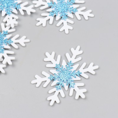 Заготовка для творчества «Снежинки» 6 см, набор 6 шт., бело-голубые, фоамиран