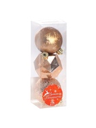 Ёлочные игрушки «Северное сияние», шары новогодние, d=6 см, набор 3 шт., грани, золото 9510574