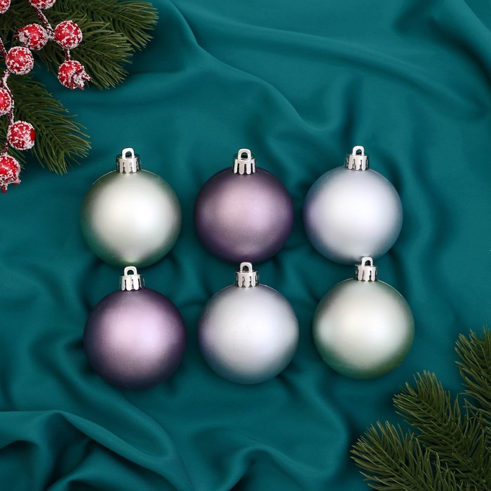Ёлочные игрушки «Элит», шары новогодние, d=6 см, набор 6 шт., МИКС