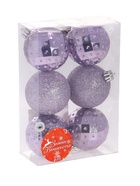 Ёлочные игрушки «Элитная геометрия», шары новогодние, d=6 см, набор 6 шт., сиреневый - фото 67197502