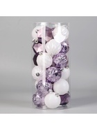 Ёлочные игрушки «Изабель» грани, шары новогодние, d=6 см, набор 24 шт., белый/сиреневый 9510599