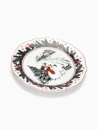 Тарелка плоская новогодняя «Снеговик», d=19 см