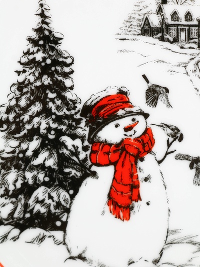 Тарелка плоская новогодняя «Снеговик», d=19 см