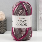 Пряжа "Crazy color" 25% шерсть, 75% акрил 260м/100гр (176 серый-розовый) - фото 296152249