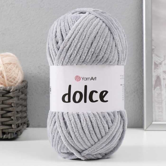 Пряжа "Dolce" 100% микрополиэстер 120м/100гр (782 св.серый) - Фото 1