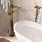 Смеситель для ванны WasserKRAFT Sauer 7121, напольный, душевой набор, латунь, золото - Фото 3