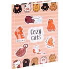 Ежедневник недатированный 150 х 204 мм, 96 листов "Коты", твёрдая обложка, глянцевая ламинация, с трафаретом (100 х 150 мм), блок офсет 70 г/м2 - фото 22906681