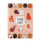 Ежедневник недатированный 150 х 204 мм, 96 листов "Коты", твёрдая обложка, глянцевая ламинация, с трафаретом (100 х 150 мм), блок офсет 70 г/м2 - фото 22964325