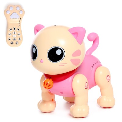 УЦЕНКА (замена коробки) Кошка - робот, радиоуправляемый «Котёнок», русское озвучивание, свет, цвет розовый