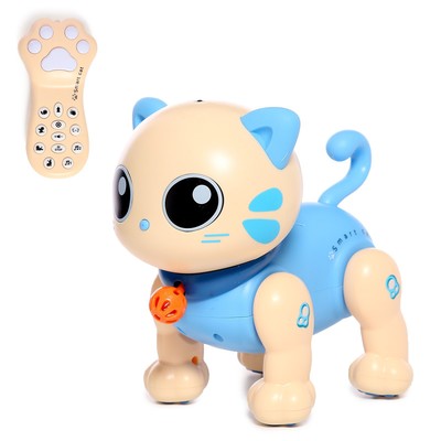 Кошка - робот, радиоуправляемый «Котёнок», русское озвучивание, свет, цвет синий, уценка (заменили коробку)