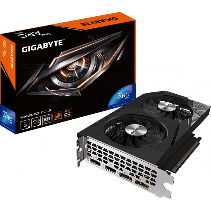 Видеокарта Gigabyte PCI-E 4.0 GV-IA380WF2OC-6GD INTEL ARC A380 6144Mb 96 GDDR6 2350/15500 HD   10044 - фото 51431439