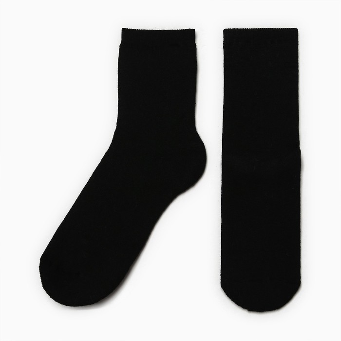 Носки детские махра внутри, цвет чёрный, размер 18 - Фото 1
