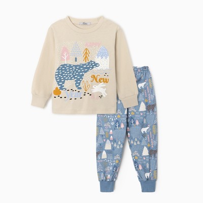 Пижама для мальчика, рост 140 см, серая/индиго