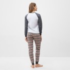 Комплект домашний женский (лонгслив, брюки), цвет серый, размер 50 - Фото 3