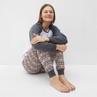 Пижама новогодняя женская (лонгслив, брюки) Tusi, серая, размер 50 9900052