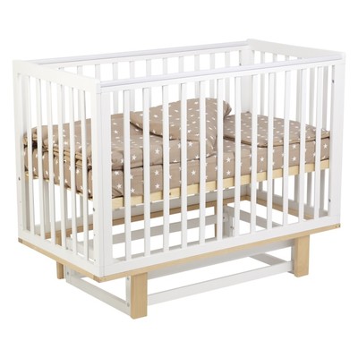 Кровать детская Polini kids Simple 340, с маятником, белый-натуральная