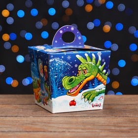 Подарочная коробка "Подарок для дракона" синяя 10 х 9,2 х 9,2 см
