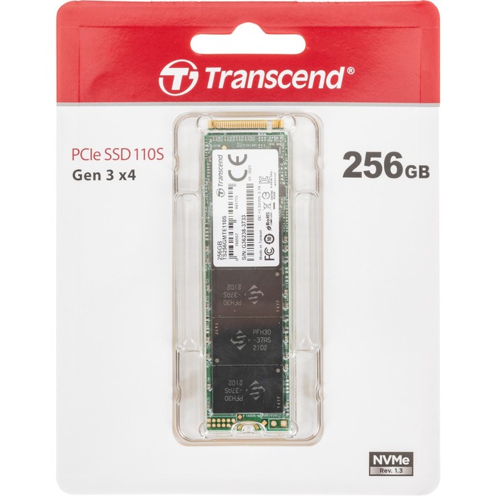 Накопитель SSD Transcend PCI-E 3.0 x4 256GB TS256GMTE110S M.2 2280 - фото 51432280