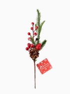 Еловая ветка декоративная «Зимнее волшебство. Грёзы», ягоды, шишка, 26 см - Фото 7