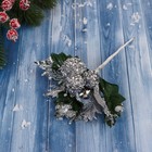 Декор "Зимние грезы" серебряные шары листья веточки, 16 см - фото 3798159