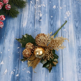 Еловая ветка декоративная «Зимнее волшебство. Грёзы», 16 см (комплект 2 шт)