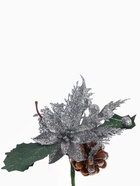 Еловая ветка декоративная «Зимнее волшебство. Грёзы», с цветком, 16 см - Фото 6