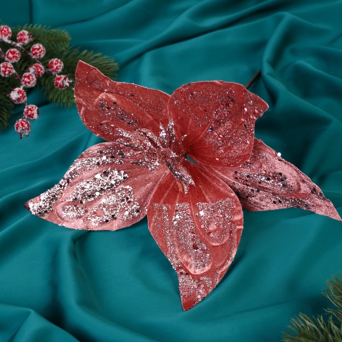 Декор "Зимний цветок" блеск люкс, 24х20 см, розовый