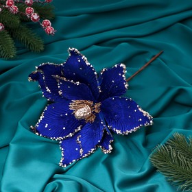 Декор "Зимний цветок" края блеск, 18х20 см, синий