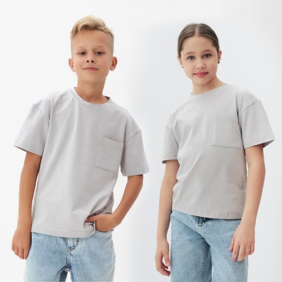 Футболка для мальчика MINAKU, серая, рост 134 см