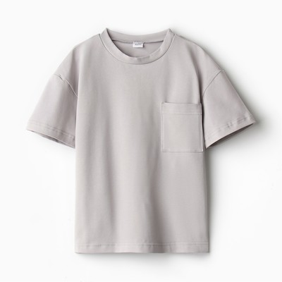 Футболка детская однотонная MINAKU: Casual Collection, серая, рост 152 см