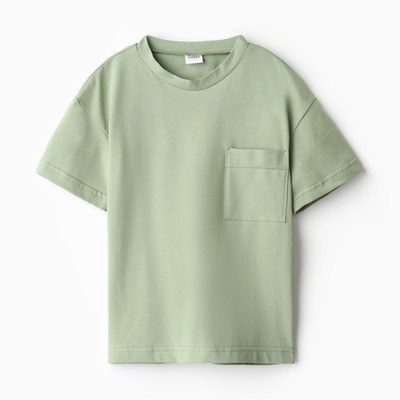 Футболка детская однотонная MINAKU: Casual Collection, цвет хаки, рост 128 см