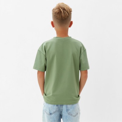 Футболка детская однотонная MINAKU: Casual Collection, цвет хаки, рост 134 см