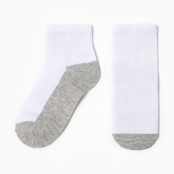 Носки детские укороченные, цвет белый/серый, размер 14-16 - Фото 1