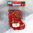 Носок для подарков «Снеговик с поталью» 11×16 см, красный - Фото 4