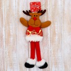 Мягкая подвеска "Олень в блестящем костюмчике, длинные ножки" 8х26 см, красный - фото 22940868