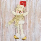 Мягкая подвеска "Снеговик в костюмчике с цветами, длинные ножки" 8х24 см, золото - Фото 2