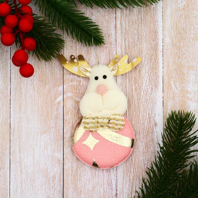 Подвеска мягкая на ёлку «Олень» 5×10 см, розовая