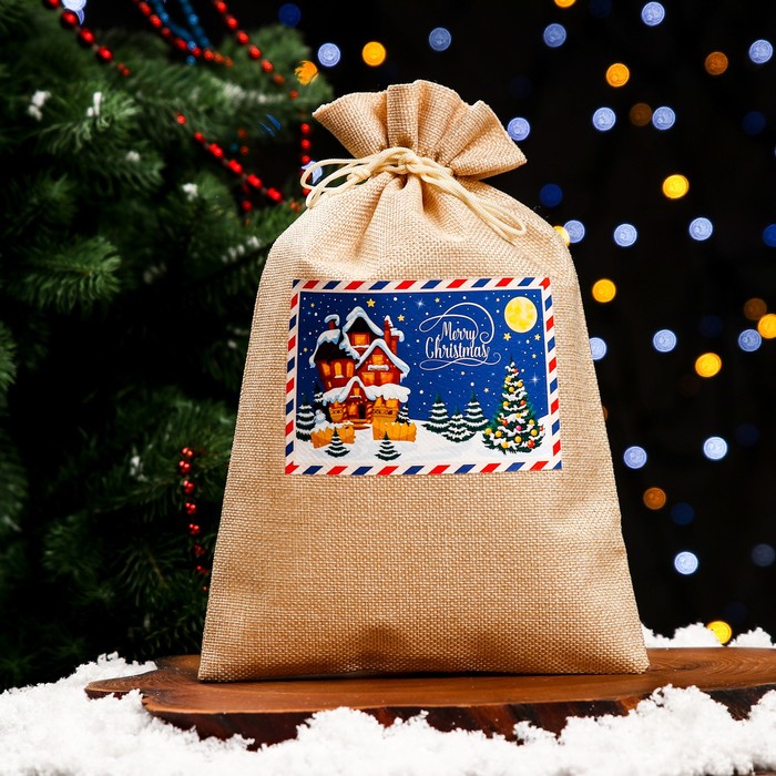 Мешок подарочный с термонаклейкой, 20 х 30 см - Фото 1