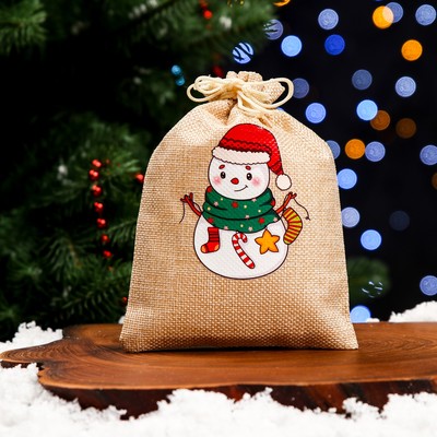 Мешок подарочный новогодний с термонаклейкой, 13×18 см