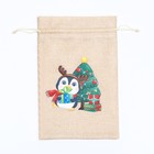 Мешок подарочный новогодний с термонаклейкой «Пингвин с подарками», 16×24 см - Фото 2