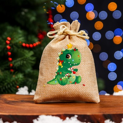 Мешок подарочный новогодний с термонаклейкой «Дракон», 10×14 см