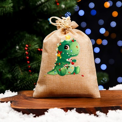 Мешок подарочный новогодний с термонаклейкой «Дракон», 13×18 см