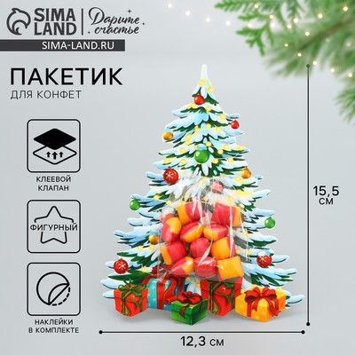 Пакет под сладости новогодний «Ёлка», 11×6 см