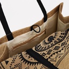 Сумка шопер на пуговице, 34×17×30 см, бежевая/чёрная - Фото 4