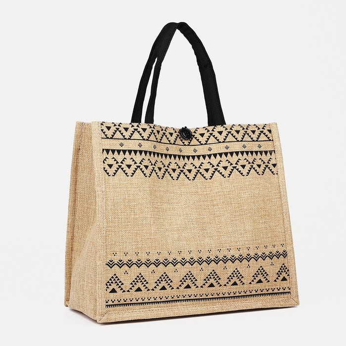 Сумка шопер на пуговице, 34×17×30 см, бежевая - Фото 1