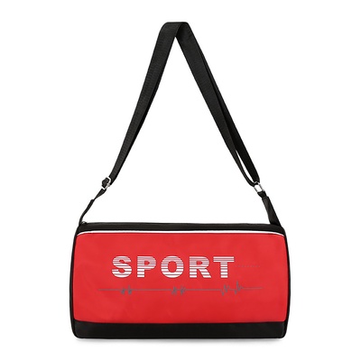 Сумка спортивная на молнии, боковой карман с сеткой, регулируемый ремень, маленький размер, красная