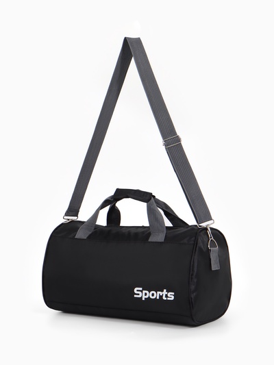 Сумка спортивная на молнии, с длинным ремнём, маленький размер, чёрная