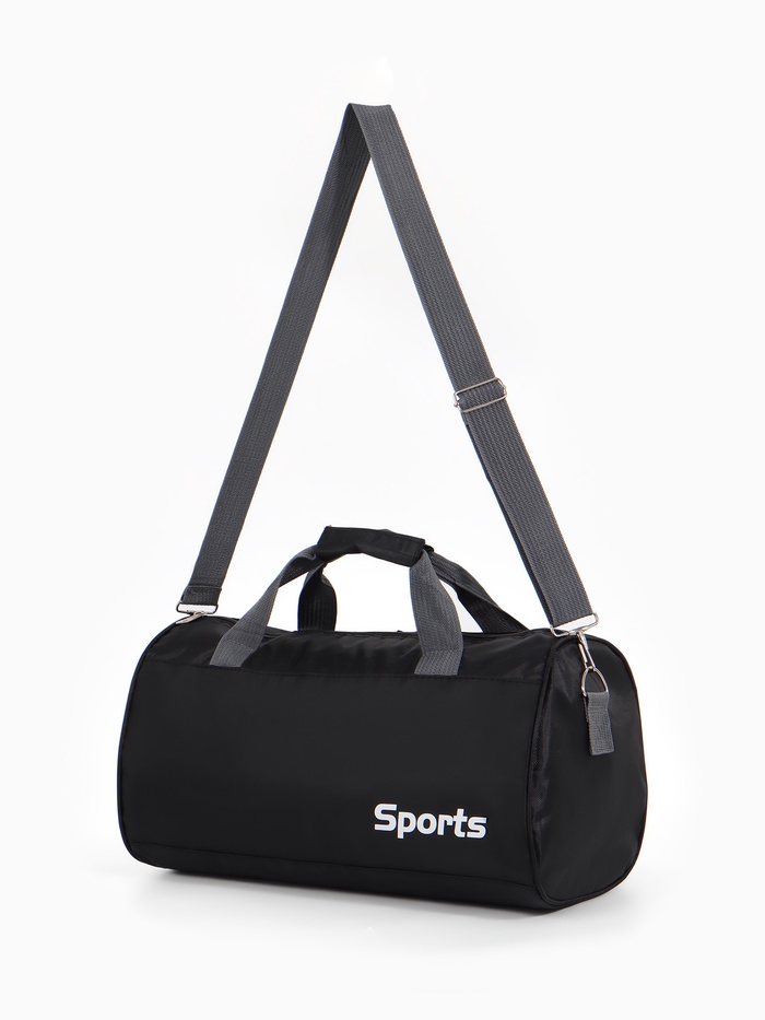 Сумка спортивная на молнии, с длинным ремнём, маленький размер, чёрная - Фото 1