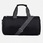 Сумка спортивная на молнии, длинный ремень, маленький размер, с принтом, чёрная/синяя - Фото 5